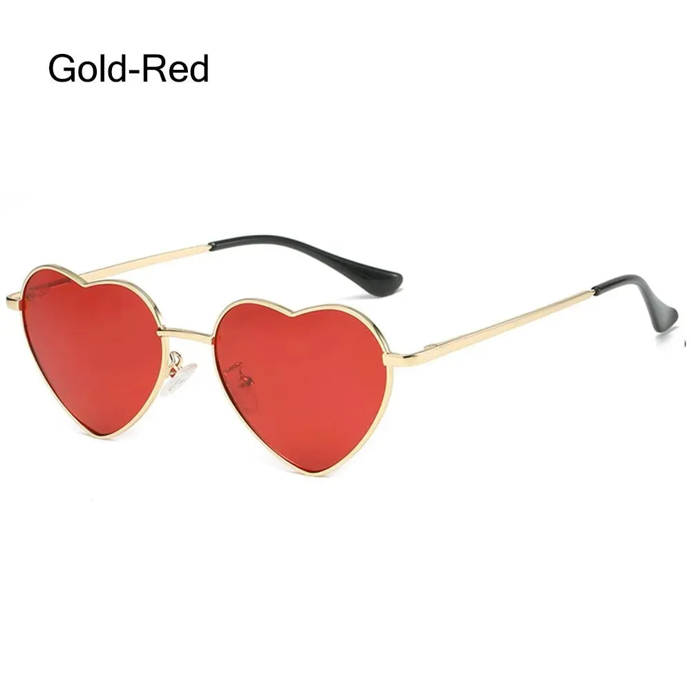 Heart-Shaped Sunglasses for Women Retro Metal Frame Heart Sun Glasses Lovely Shades Vintage 90s Glasses UV400 Protection Eyewear