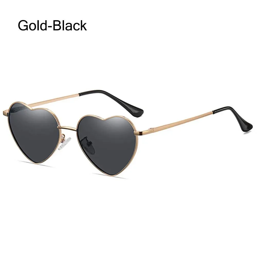 Heart-Shaped Sunglasses for Women Retro Metal Frame Heart Sun Glasses Lovely Shades Vintage 90s Glasses UV400 Protection Eyewear