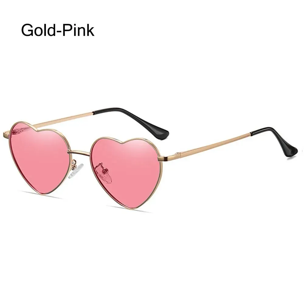 Heart-Shaped Sunglasses for Women Retro Metal Frame Heart Sun Glasses Lovely Shades Vintage 90s Glasses UV400 Protection Eyewear