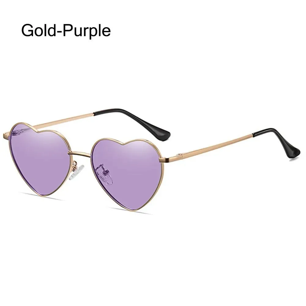 Heart-Shaped Sunglasses for Women Retro Metal Frame Heart Sun Glasses Lovely Shades Vintage 90s Glasses UV400 Protection Eyewear