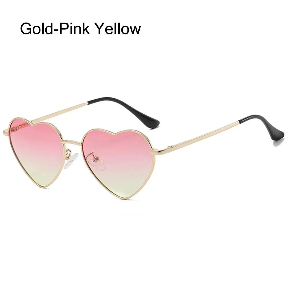 Heart-Shaped Sunglasses for Women Retro Metal Frame Heart Sun Glasses Lovely Shades Vintage 90s Glasses UV400 Protection Eyewear