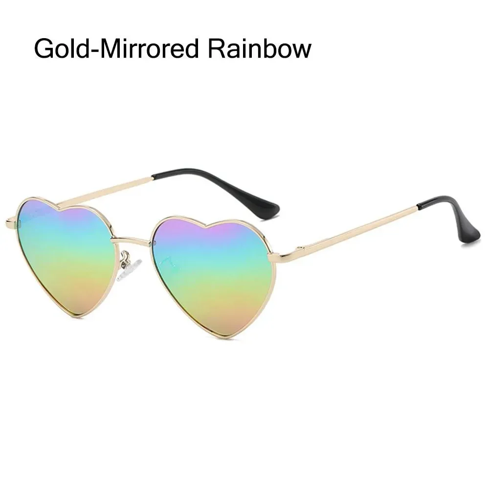 Heart-Shaped Sunglasses for Women Retro Metal Frame Heart Sun Glasses Lovely Shades Vintage 90s Glasses UV400 Protection Eyewear