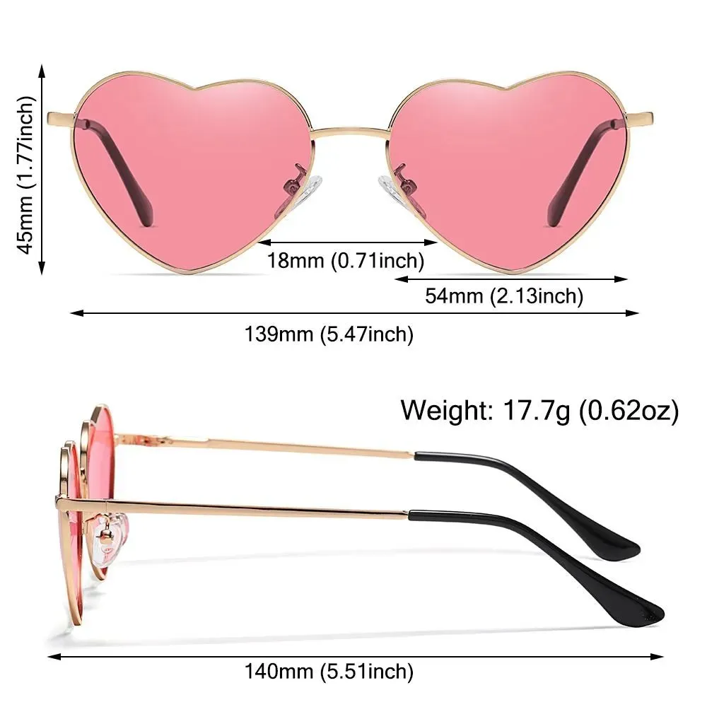 Heart-Shaped Sunglasses for Women Retro Metal Frame Heart Sun Glasses Lovely Shades Vintage 90s Glasses UV400 Protection Eyewear