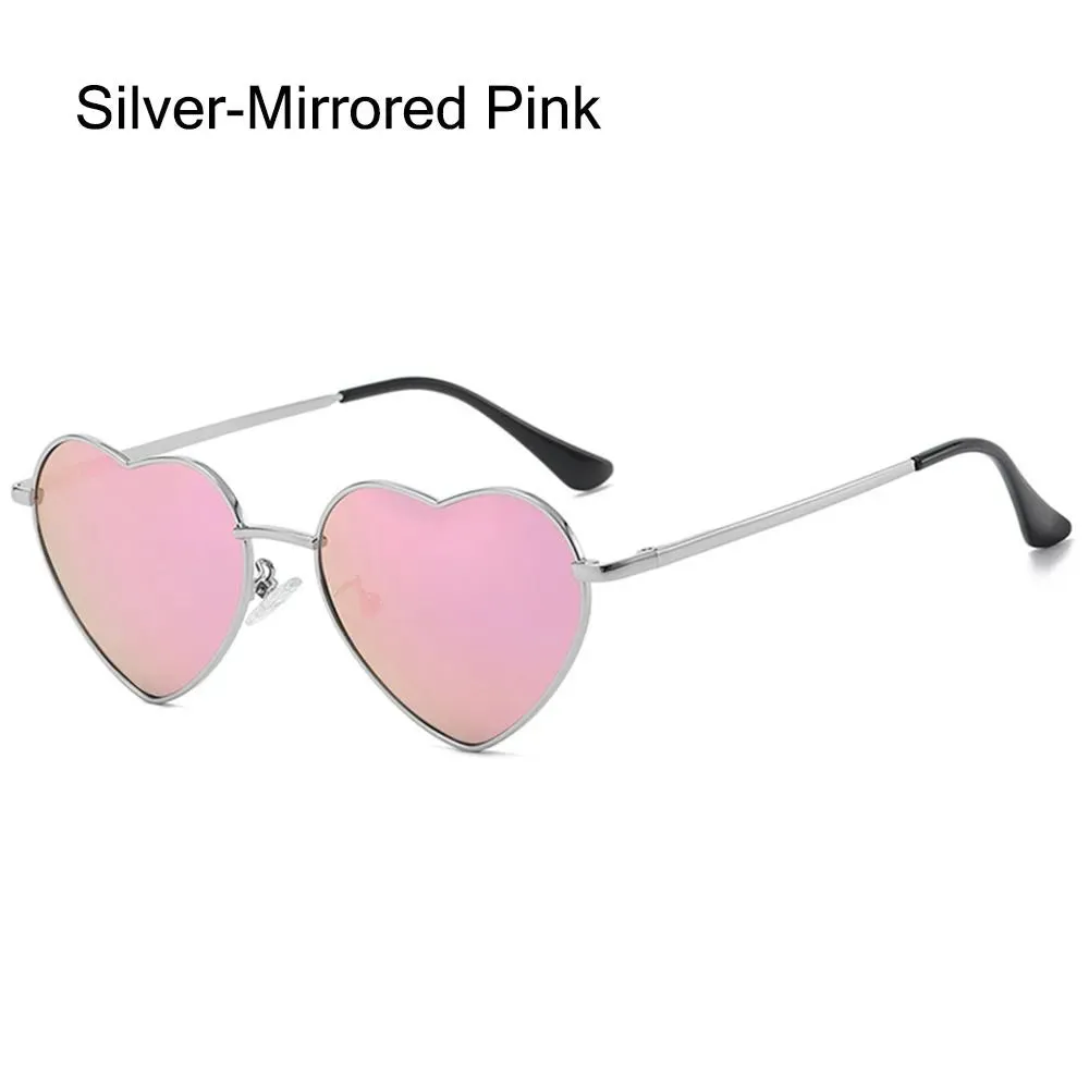 Heart-Shaped Sunglasses for Women Retro Metal Frame Heart Sun Glasses Lovely Shades Vintage 90s Glasses UV400 Protection Eyewear