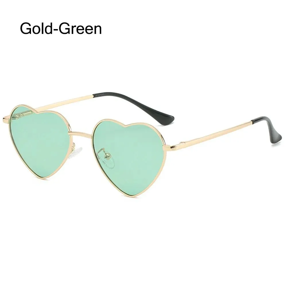 Heart-Shaped Sunglasses for Women Retro Metal Frame Heart Sun Glasses Lovely Shades Vintage 90s Glasses UV400 Protection Eyewear
