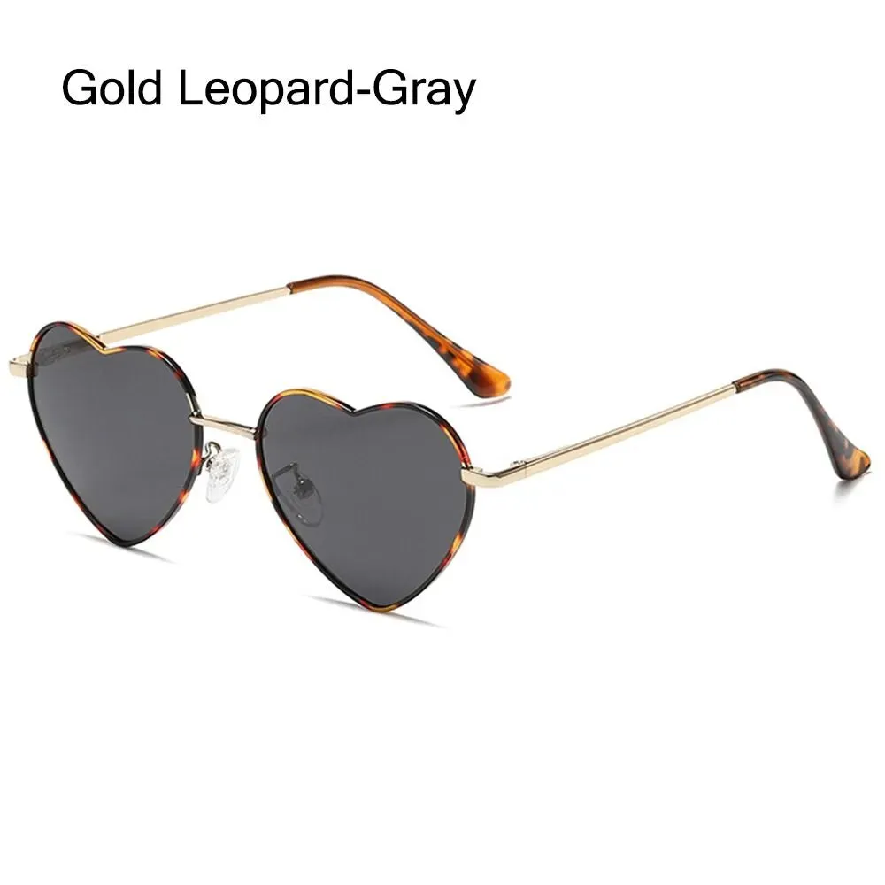 Heart-Shaped Sunglasses for Women Retro Metal Frame Heart Sun Glasses Lovely Shades Vintage 90s Glasses UV400 Protection Eyewear