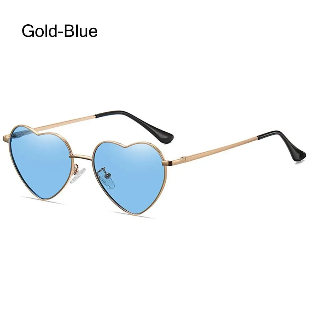 Heart-Shaped Sunglasses for Women Retro Metal Frame Heart Sun Glasses Lovely Shades Vintage 90s Glasses UV400 Protection Eyewear