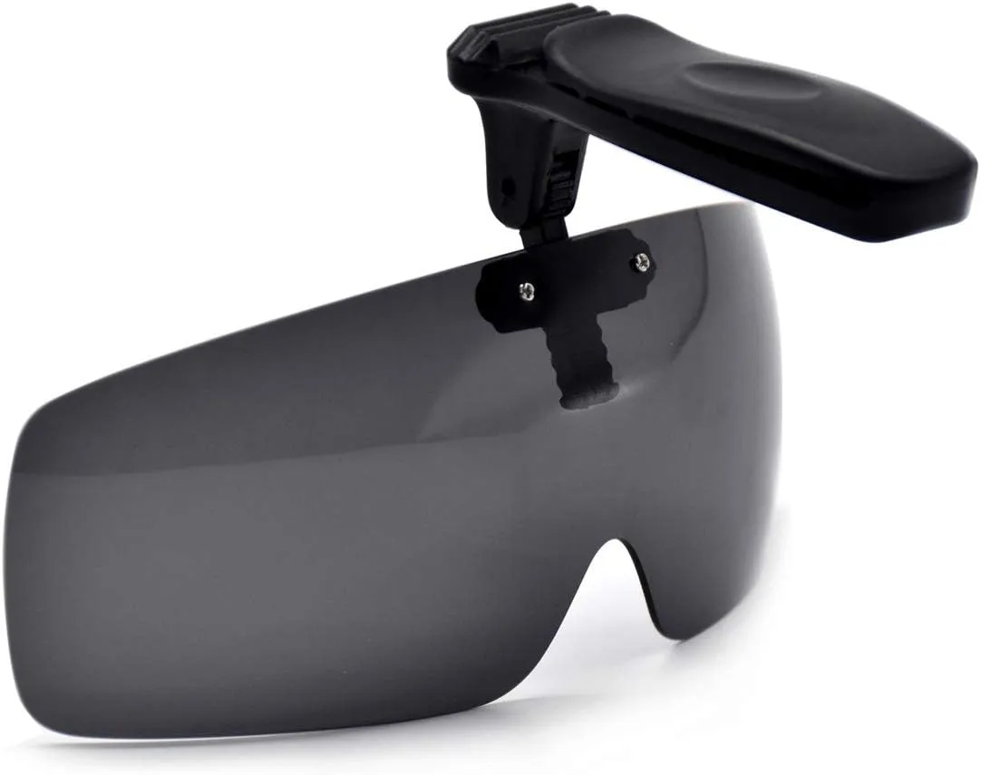 HKUCO Reinforce Sunglasses Clip Black Polarized Lenses Hat Visors Clip-on Sunglasses For Fishing/Biking/Hiking/Golf UV400 Protect