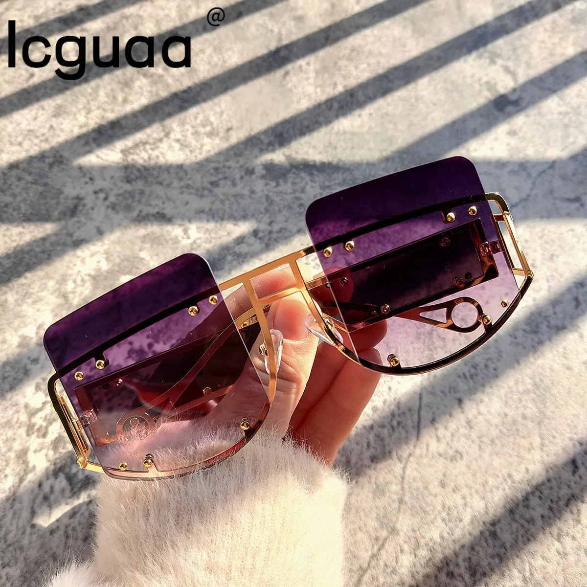 Hollow Out Oversized Square Sunglasses
