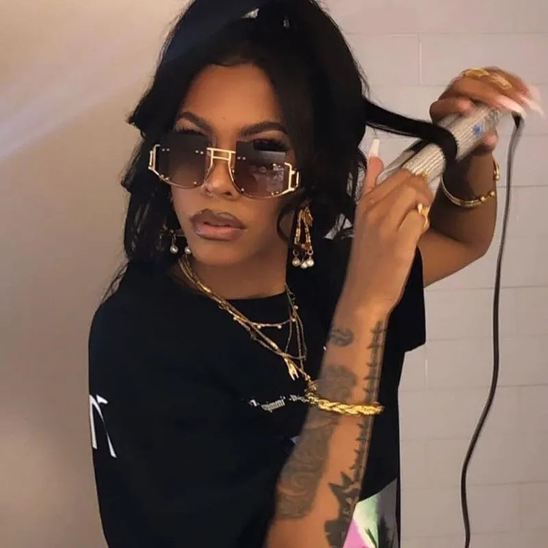 Hollow Out Oversized Square Sunglasses