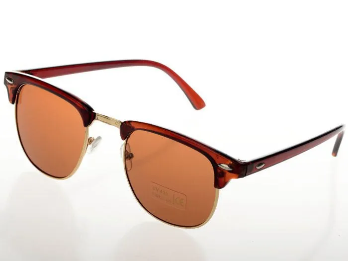 HOT Fashion Classic Retro Golden Mirrored Lens Sunglasses Brown Shades Women Men Accessories