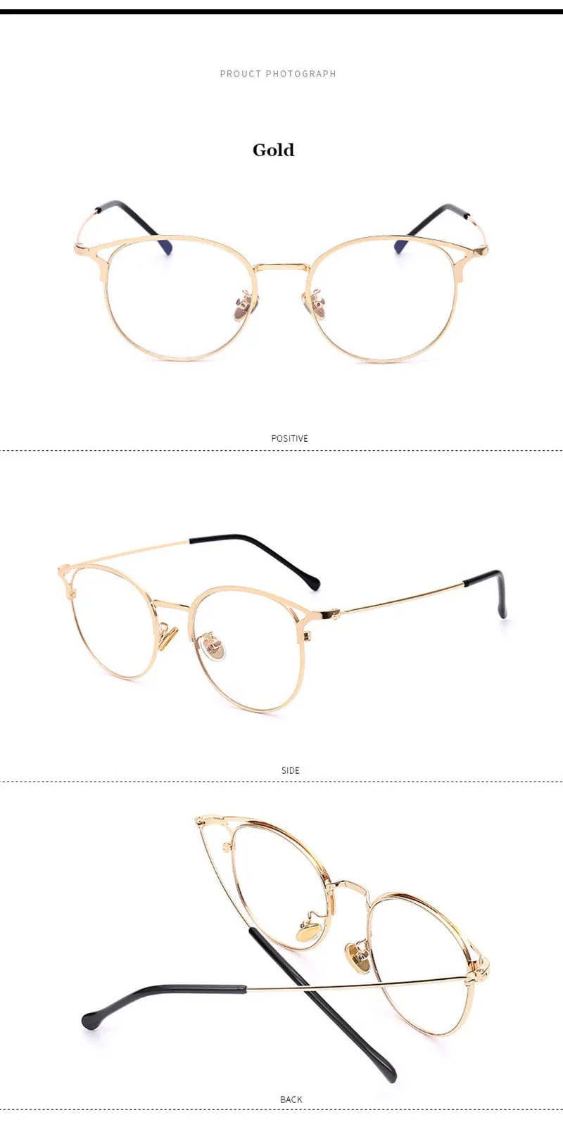 Hotochki Full Rim Cat Eye Alloy Frame Eyeglasses 9029
