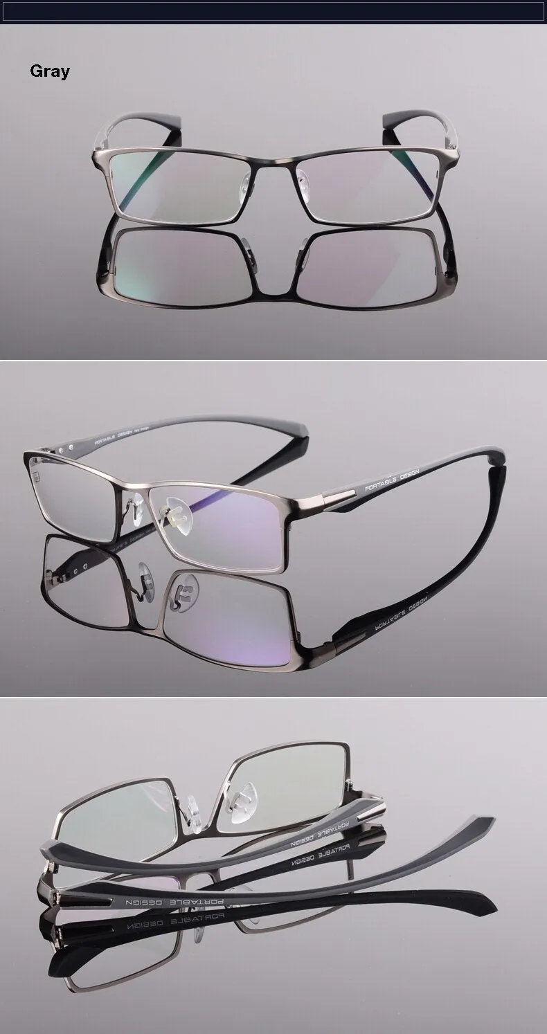 Hotochki Men's Full Rim Rectangular Alloy Acetate Frame Eyeglasses