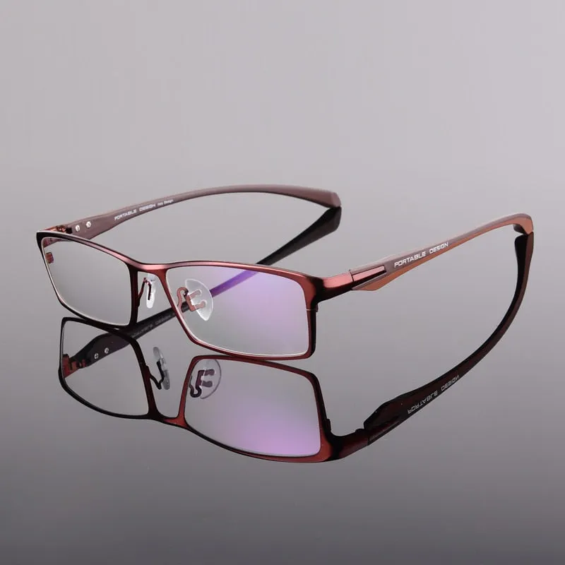 Hotochki Men's Full Rim Rectangular Alloy Acetate Frame Eyeglasses