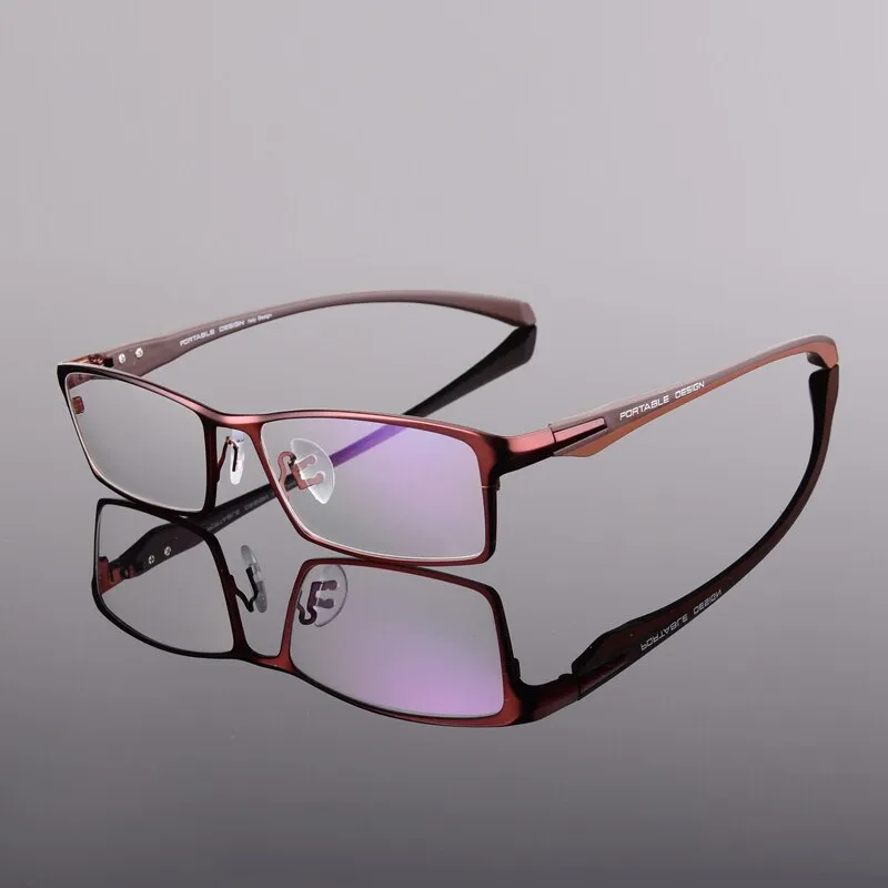 Hotochki Men's Full Rim Rectangular Alloy Acetate Frame Eyeglasses
