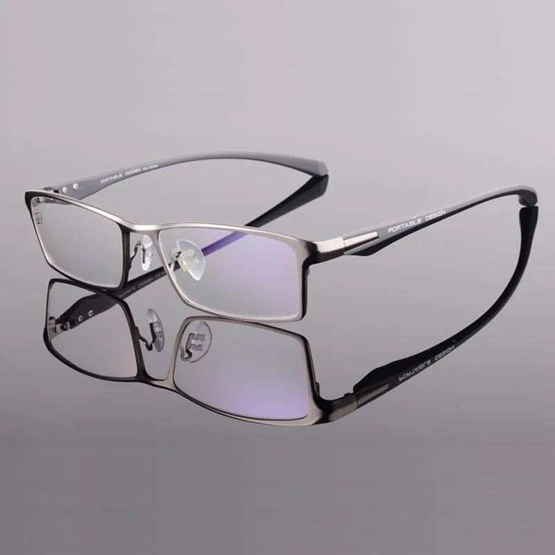 Hotochki Men's Full Rim Rectangular Alloy Acetate Frame Eyeglasses