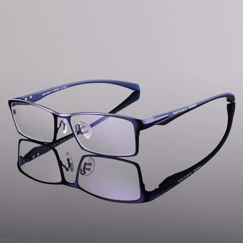 Hotochki Men's Full Rim Rectangular Alloy Acetate Frame Eyeglasses