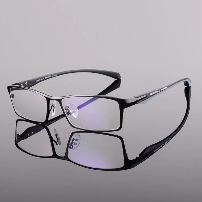 Hotochki Men's Full Rim Rectangular Alloy Acetate Frame Eyeglasses