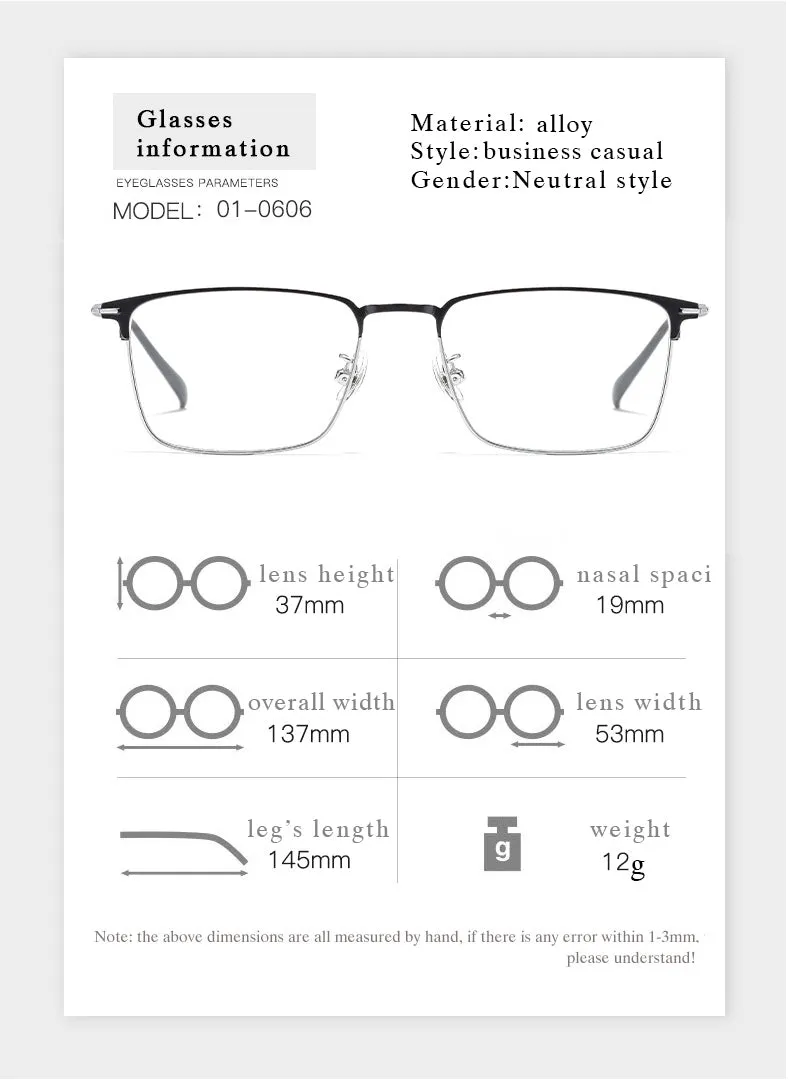 Hotochki Men's Full/Semi Rim SquareTitanium Frame Eyeglasses 0608-0606
