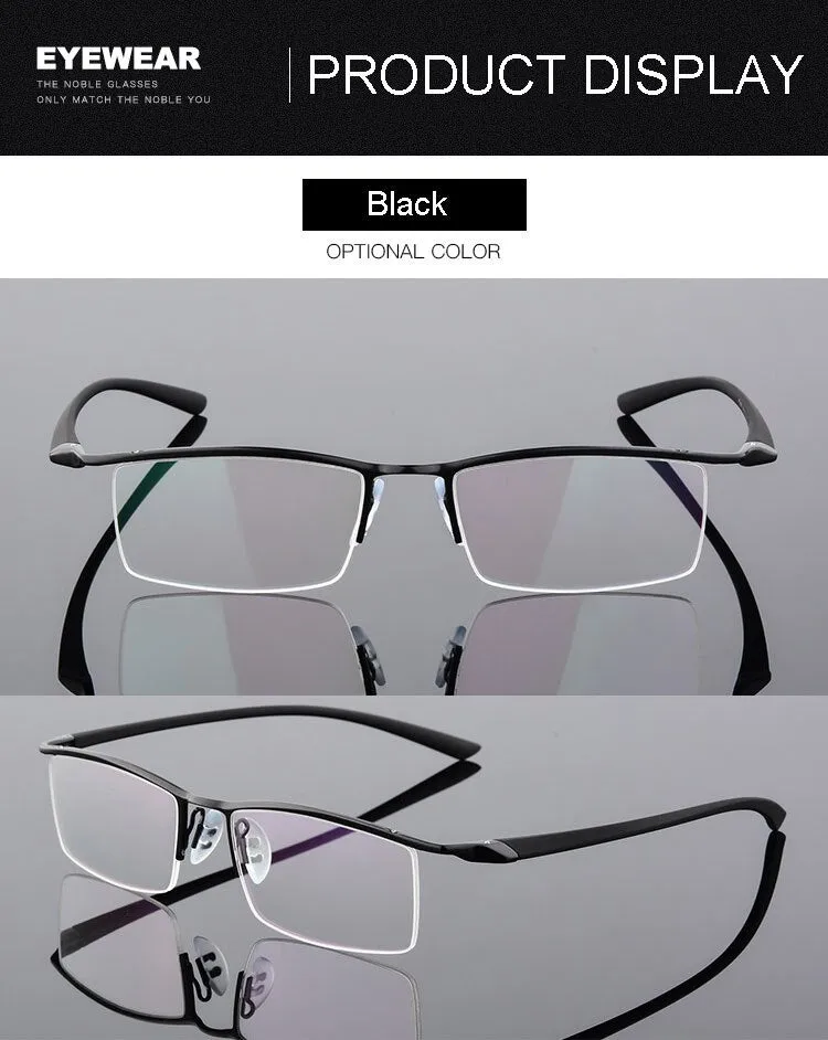 Hotochki Men's Semi Rim Browline Alloy Frame Eyeglasses P8190