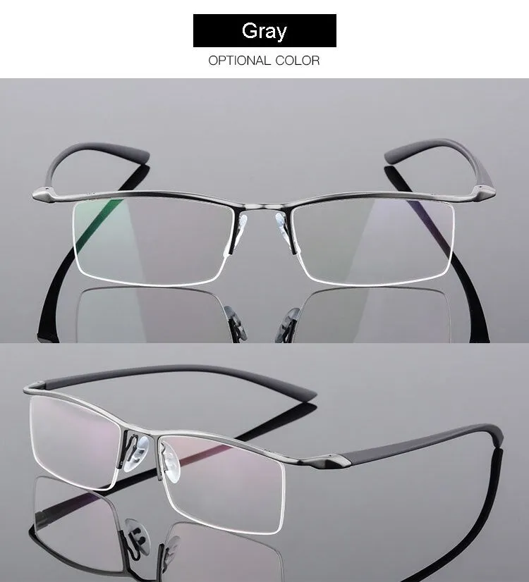 Hotochki Men's Semi Rim Browline Alloy Frame Eyeglasses P8190