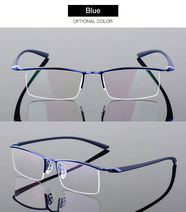 Hotochki Men's Semi Rim Browline Alloy Frame Eyeglasses P8190
