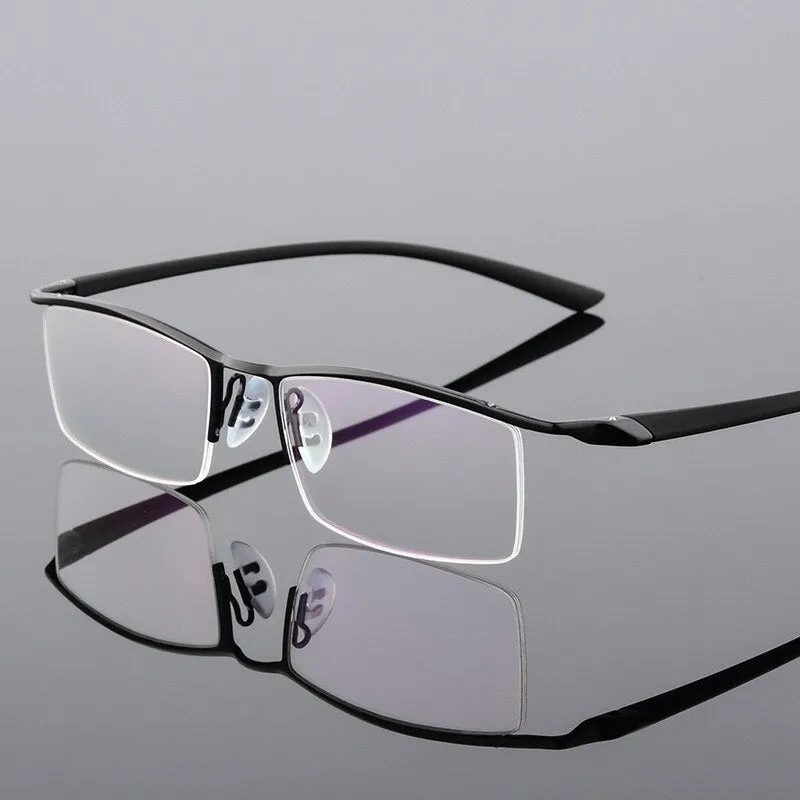 Hotochki Men's Semi Rim Browline Alloy Frame Eyeglasses P8190
