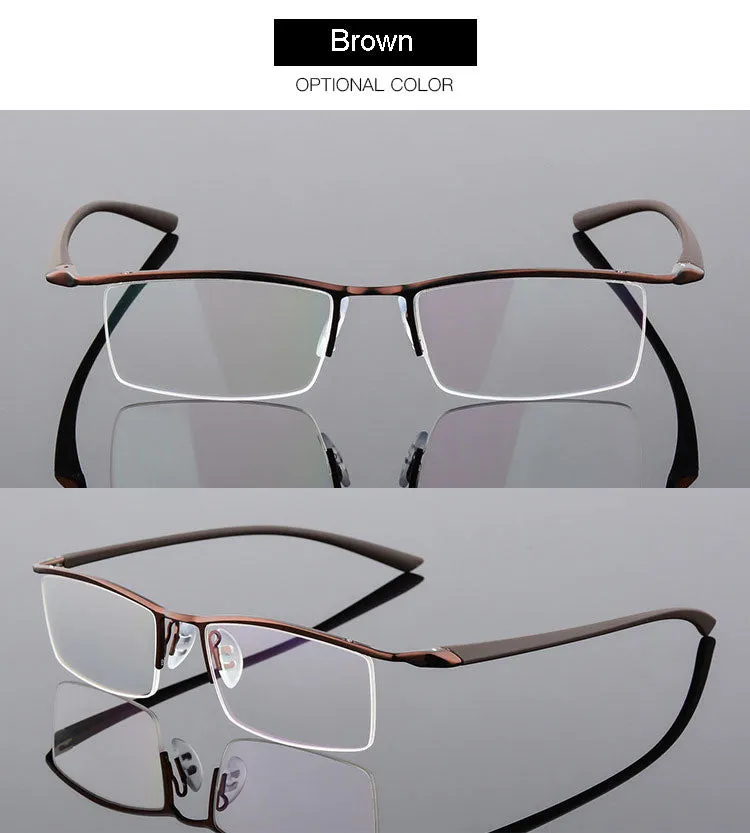 Hotochki Men's Semi Rim Browline Alloy Frame Eyeglasses P8190