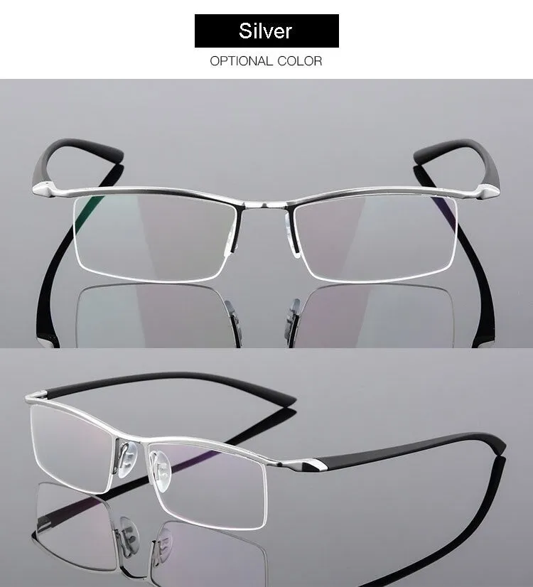 Hotochki Men's Semi Rim Browline Alloy Frame Eyeglasses P8190