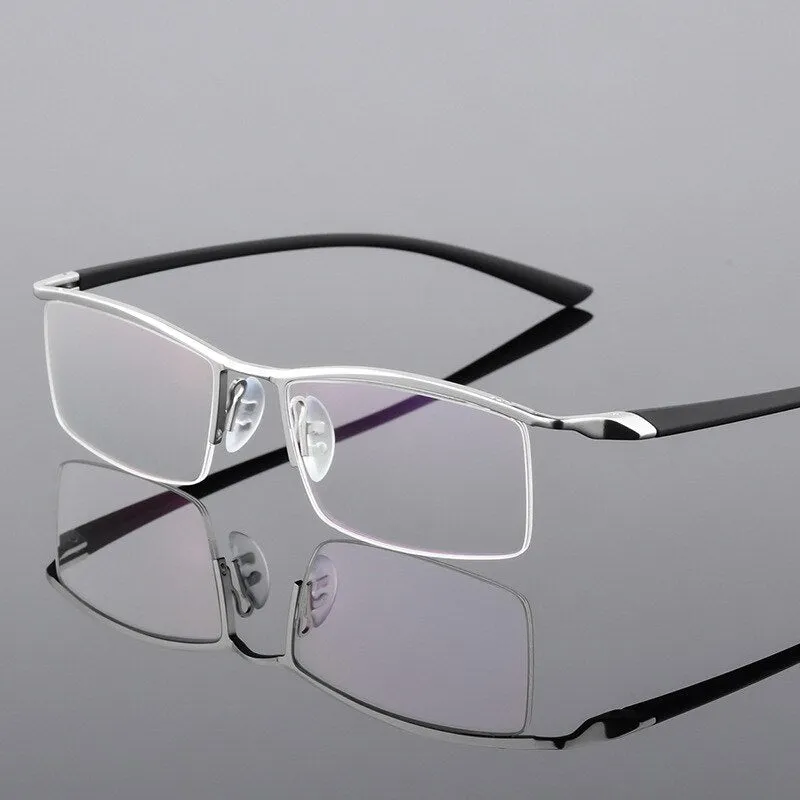 Hotochki Men's Semi Rim Browline Alloy Frame Eyeglasses P8190