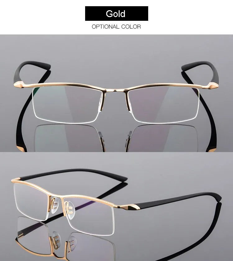 Hotochki Men's Semi Rim Browline Alloy Frame Eyeglasses P8190