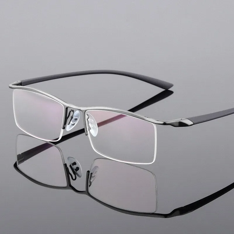 Hotochki Men's Semi Rim Browline Alloy Frame Eyeglasses P8190