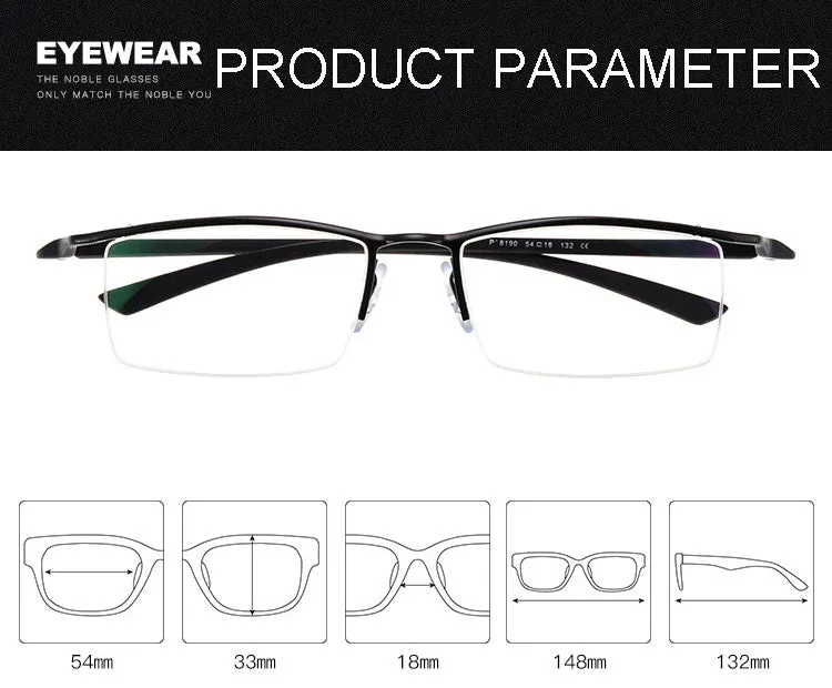 Hotochki Men's Semi Rim Browline Alloy Frame Eyeglasses P8190