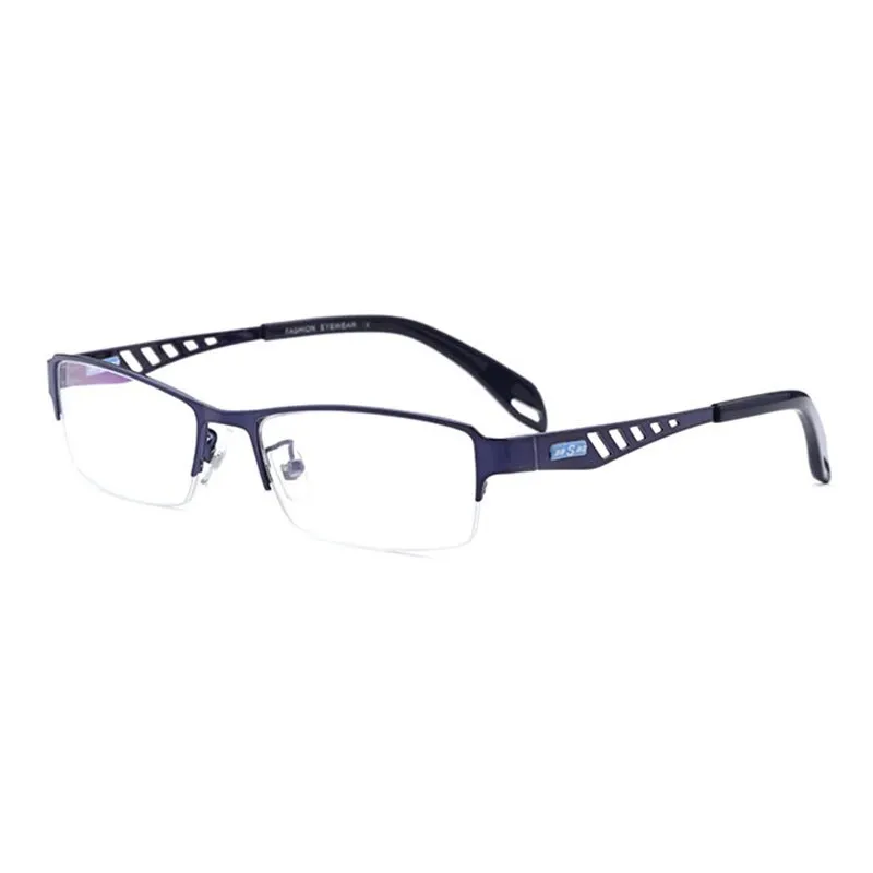 Hotochki Men's Semi Rim Rectangular Alloy Frame Eyeglasses