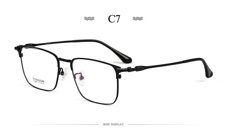 Hotochki Men's Semi Rim Square Titanium Alloy Frame Eyeglasses Bv9002