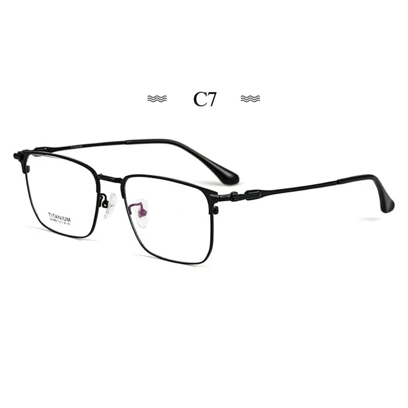 Hotochki Men's Semi Rim Square Titanium Alloy Frame Eyeglasses Bv9002