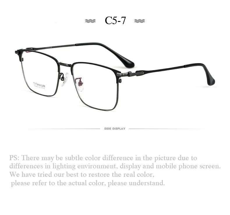 Hotochki Men's Semi Rim Square Titanium Alloy Frame Eyeglasses Bv9002