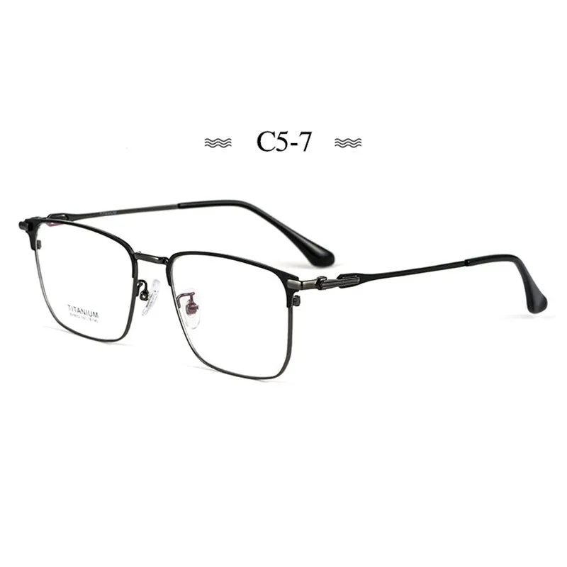 Hotochki Men's Semi Rim Square Titanium Alloy Frame Eyeglasses Bv9002