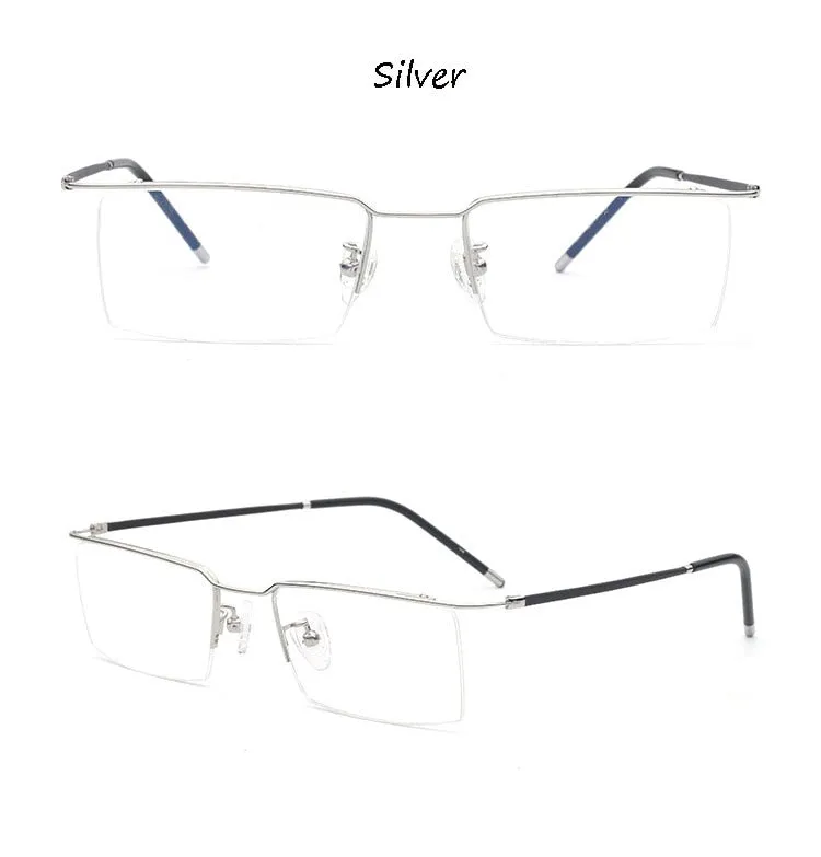 Hotochki Unisex Semi Rim Titanium Alloy Frame Eyeglasses 6341