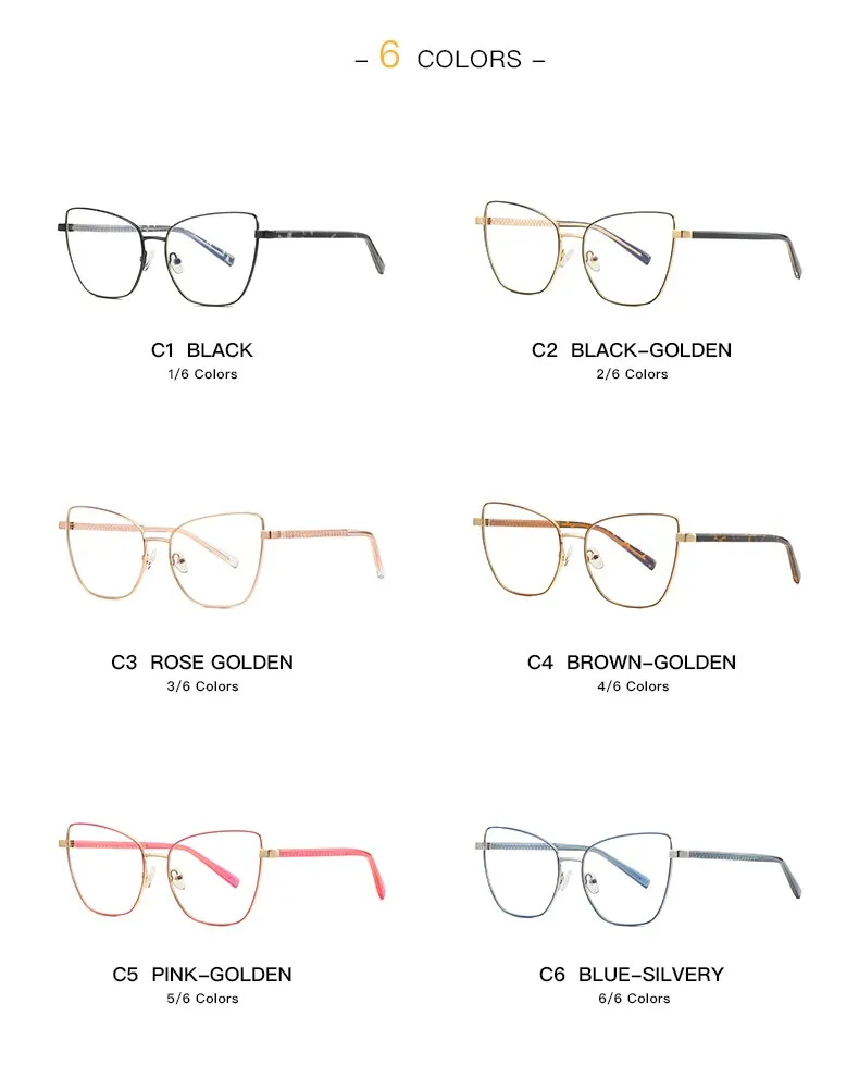 Hotochki Women's Full Rim Cat Eye Alloy Frame Eyeglasses 3003