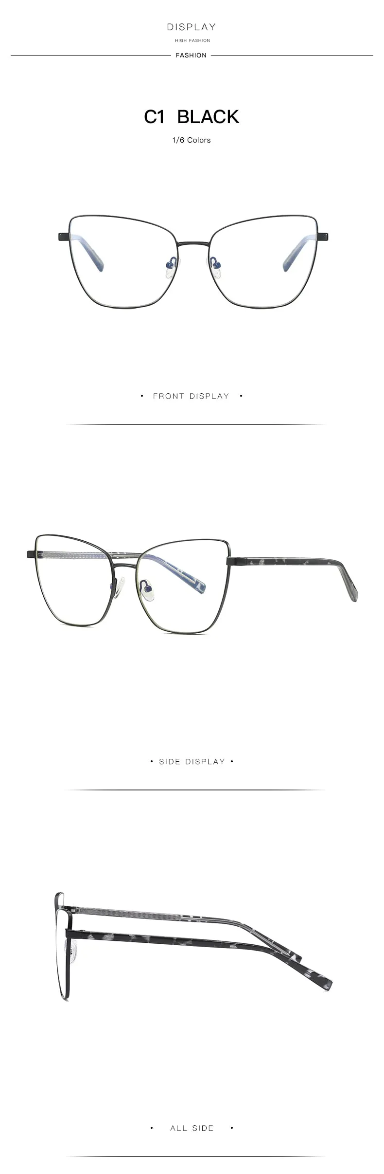 Hotochki Women's Full Rim Cat Eye Alloy Frame Eyeglasses 3003