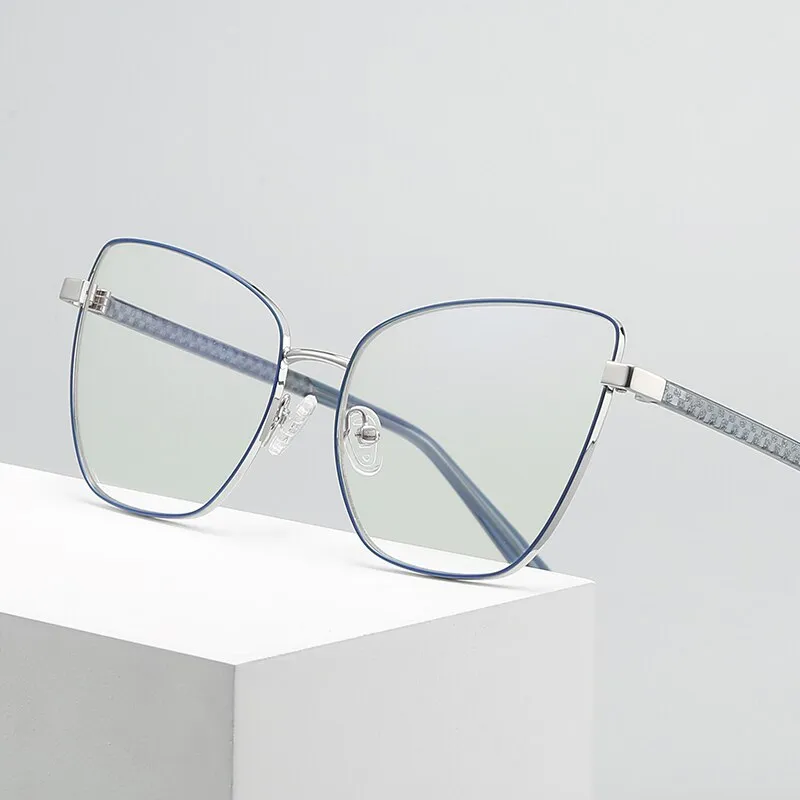 Hotochki Women's Full Rim Cat Eye Alloy Frame Eyeglasses 3003