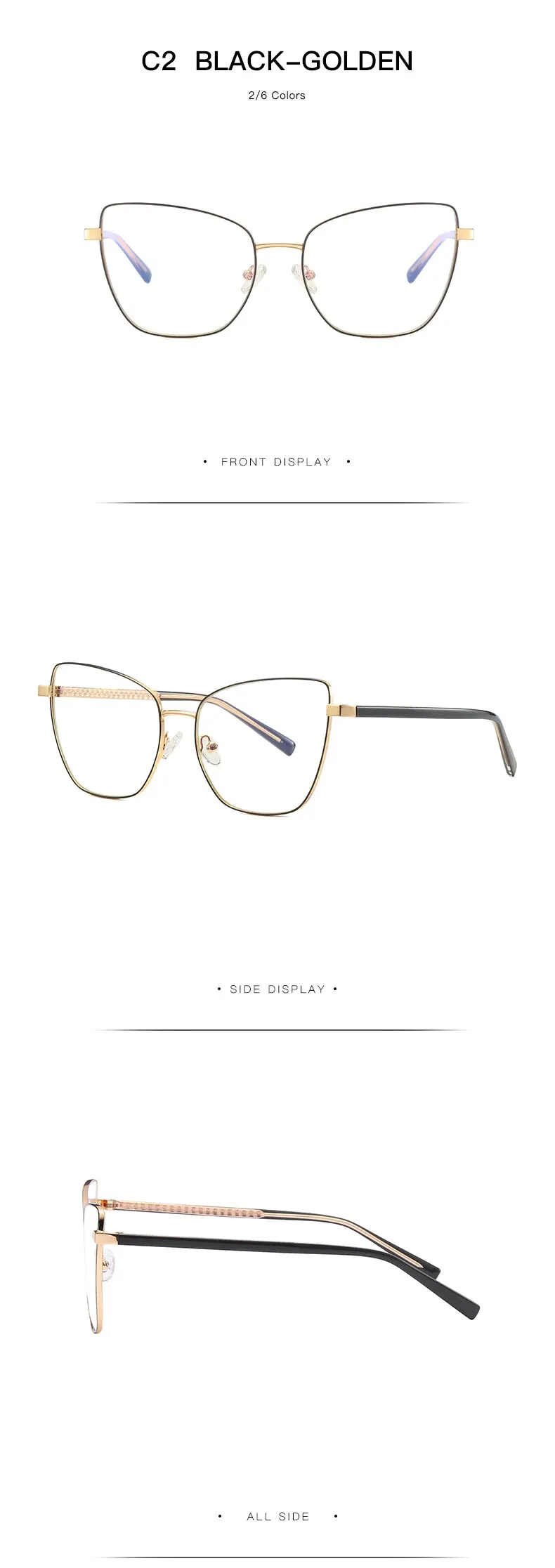Hotochki Women's Full Rim Cat Eye Alloy Frame Eyeglasses 3003
