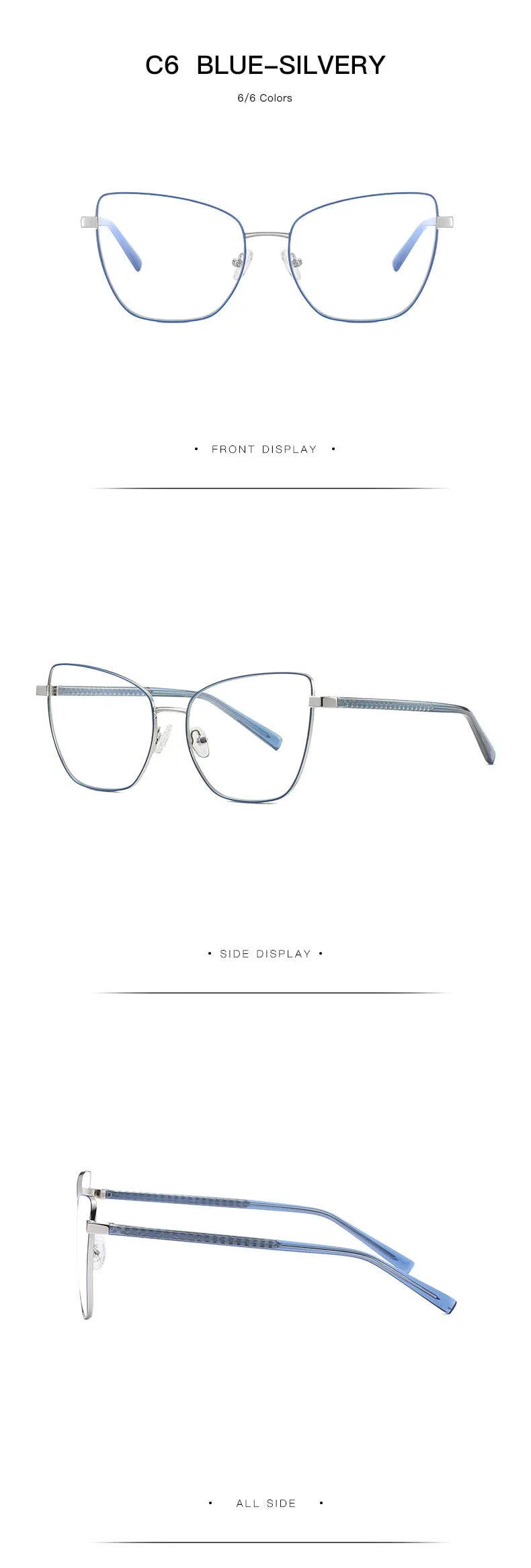 Hotochki Women's Full Rim Cat Eye Alloy Frame Eyeglasses 3003