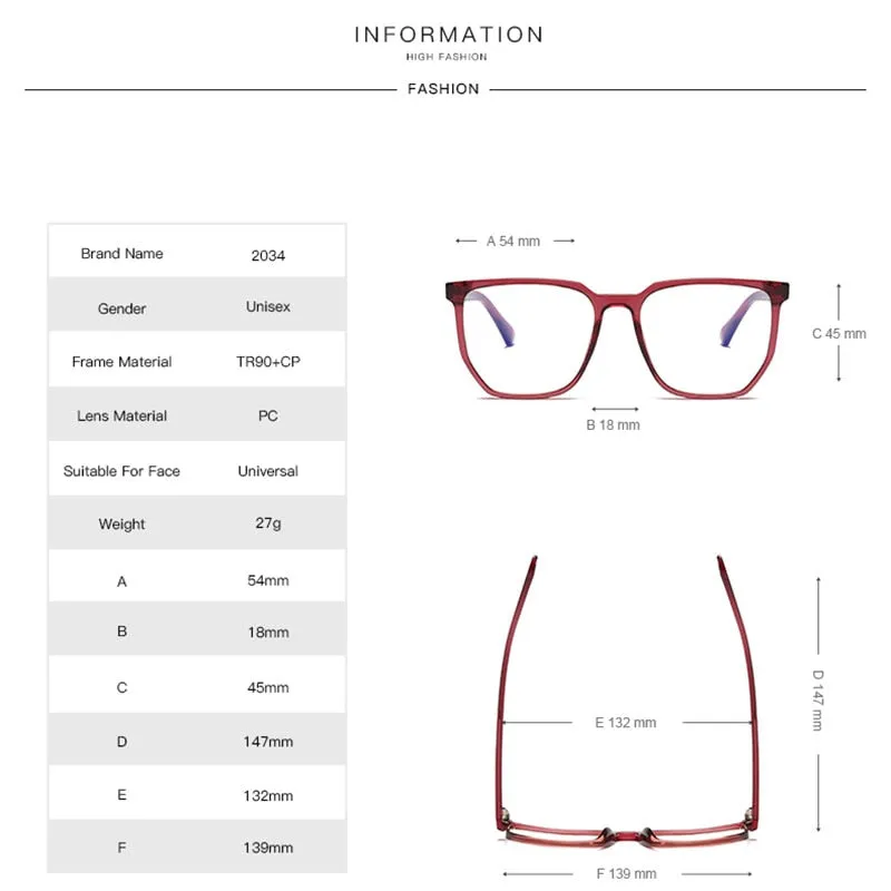Hotochki Women's Full Rim Square Tr 90   CP Eyeglasses 2034