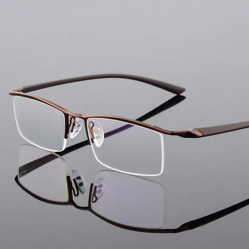 Hotony Men's Semi Rim Browline Alloy Frame Eyeglasses P8190
