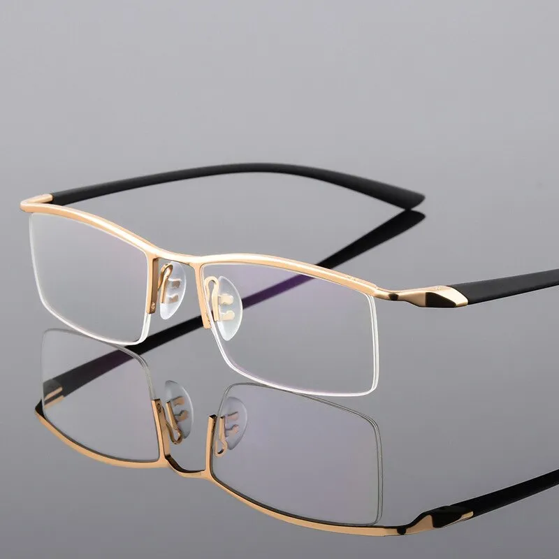 Hotony Men's Semi Rim Browline Alloy Frame Eyeglasses P8190