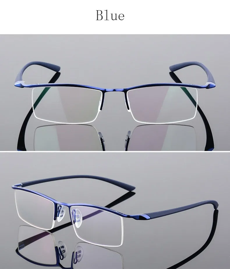 Hotony Men's Semi Rim Browline Alloy Frame Eyeglasses P8190