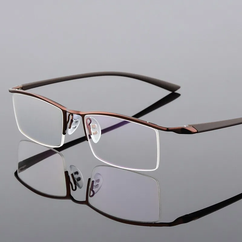 Hotony Men's Semi Rim Browline Alloy Frame Eyeglasses P8190