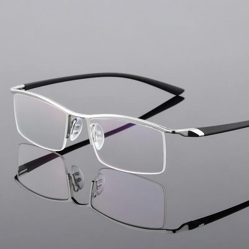 Hotony Men's Semi Rim Browline Alloy Frame Eyeglasses P8190
